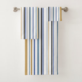 Conjunto De Toalhas Banheiro de praia dourado azul branco costeiro