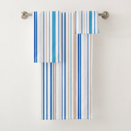 Conjunto De Toalhas Banheiro de praia dourado azul branco costeiro