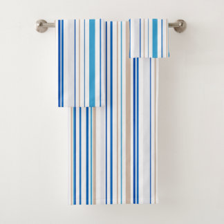Conjunto De Toalhas Banheiro de praia dourado azul branco costeiro