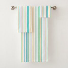Conjunto De Toalhas Banheiro de praia dourado azul branco costeiro