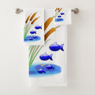 Conjunto De Toalhas Banheiro define peixe