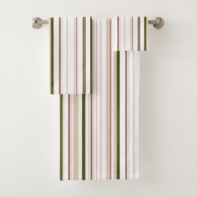 Conjunto De Toalhas Banheiro neutro verde bege branco costeiro (Insitu)
