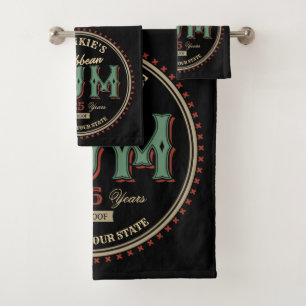 Conjunto De Toalhas Bar de Etiqueta de Rum de Caribe Personalizado