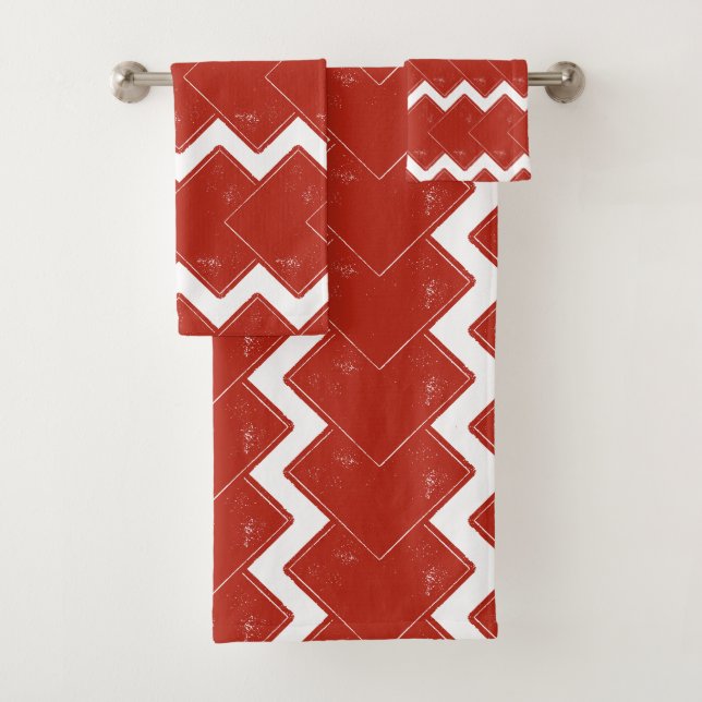 Conjunto De Toalhas Baralho de Quadrados Vermelhos (Insitu)