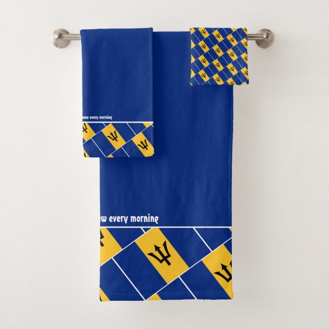 Conjunto De Toalhas BARBADOS FLAG Personalizado Escritura AZUL (Insitu)