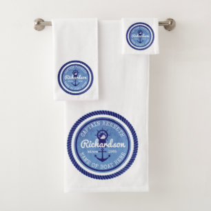 Conjunto De Toalhas Barco do leme do capitão Vintage Náutico Corda