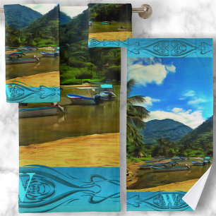 Conjunto De Toalhas Barcos De Pesca Do Rio Mismaloya 0344