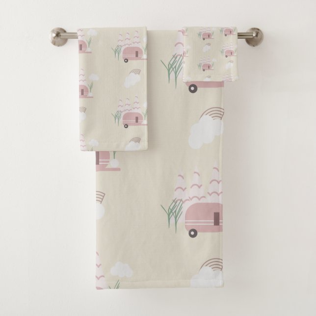 Conjunto De Toalhas Barraca Rosa Padrão Terroso (Insitu)