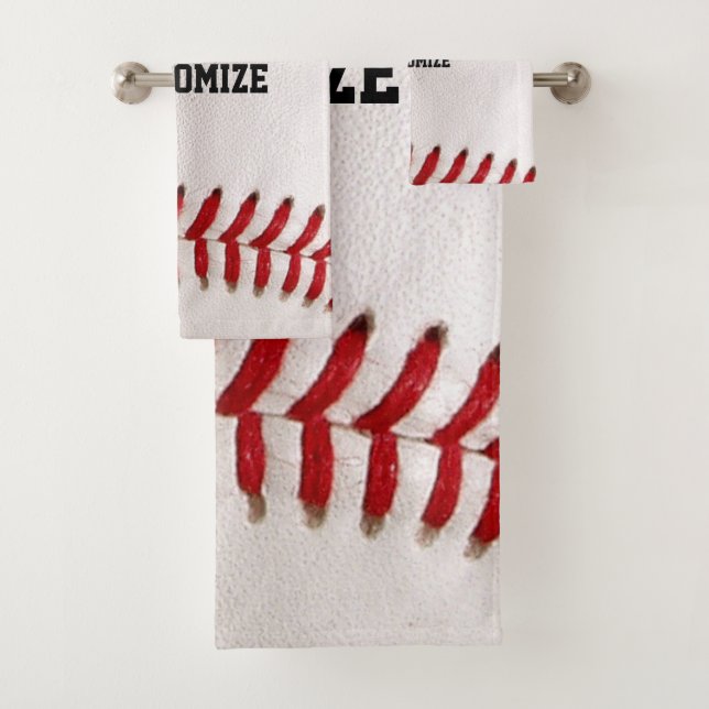 Conjunto De Toalhas Baseball com texto personalizável (Insitu)
