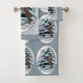 Conjunto De Toalhas Basenji Christmas