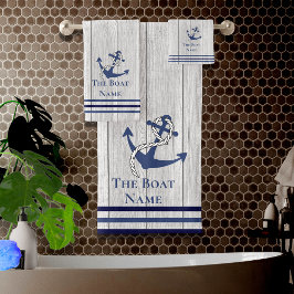 Conjunto De Toalhas Bat Náutico de Âncora do Marinho da Família ou do 