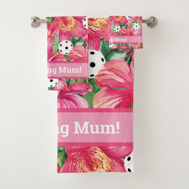 Conjunto De Toalhas 🌺 🌴 Bateria Tropical com hibisco, com texto (Insitu)