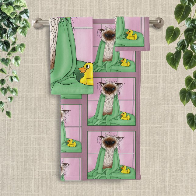 Conjunto De Toalhas Bath Time Siamese Cat (Criador carregado)