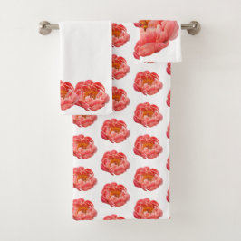 Conjunto De Toalhas Bath Towel Set - Coral Peony