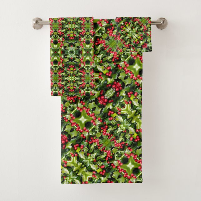 Conjunto De Toalhas Bath Towel Set Holly Berries (Insitu)