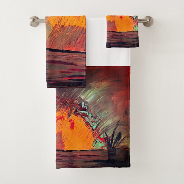 Conjunto De Toalhas Bath Towel Set "Orange Burst Lake" (Insitu)