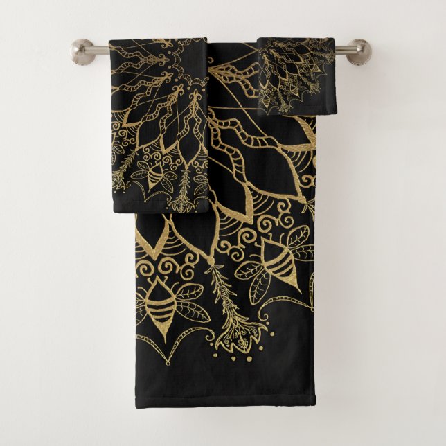 Conjunto De Toalhas Bath Towel Set - Ouro Bee Mandala (Insitu)