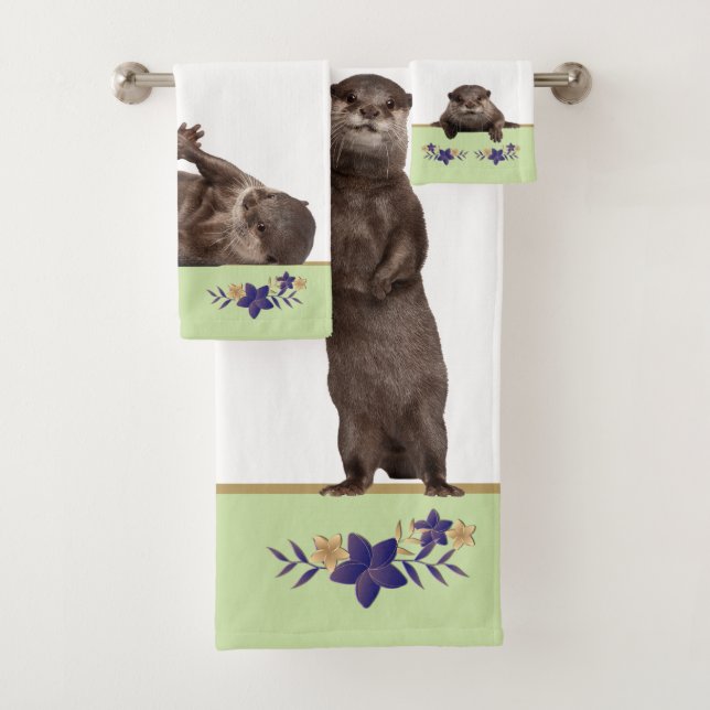 Conjunto De Toalhas Bath Wild Animals Weasels  -  Baby Otters (Insitu)