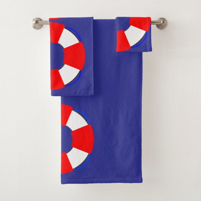 Conjunto De Toalhas Bathroom Towel Set with Nautical Design (Insitu)