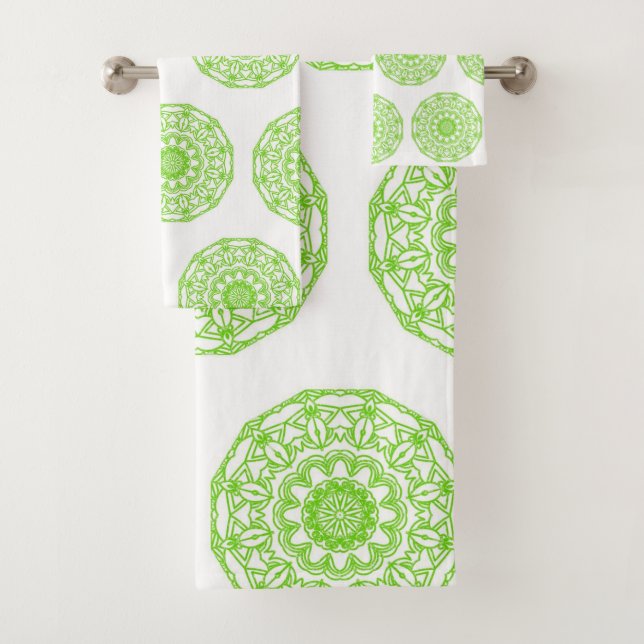 Conjunto De Toalhas Bathroom Tows define Mandala Verde (Insitu)