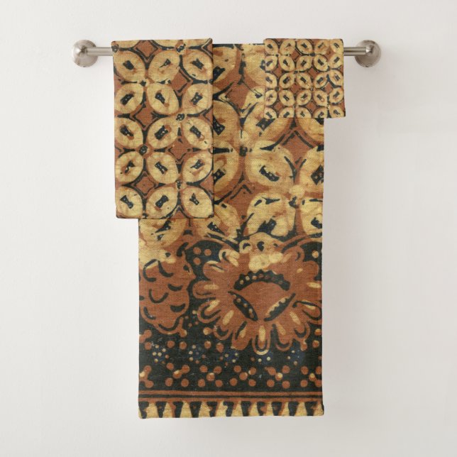 Conjunto De Toalhas Batik Earthy Café Bean Elegante Rustic Rugged (Insitu)