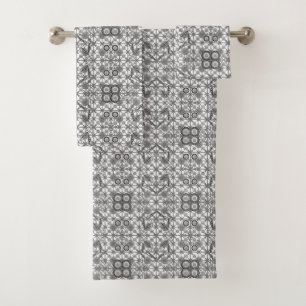 Conjunto De Toalhas Batik tribal - cinzento/cinzas, preto e branco