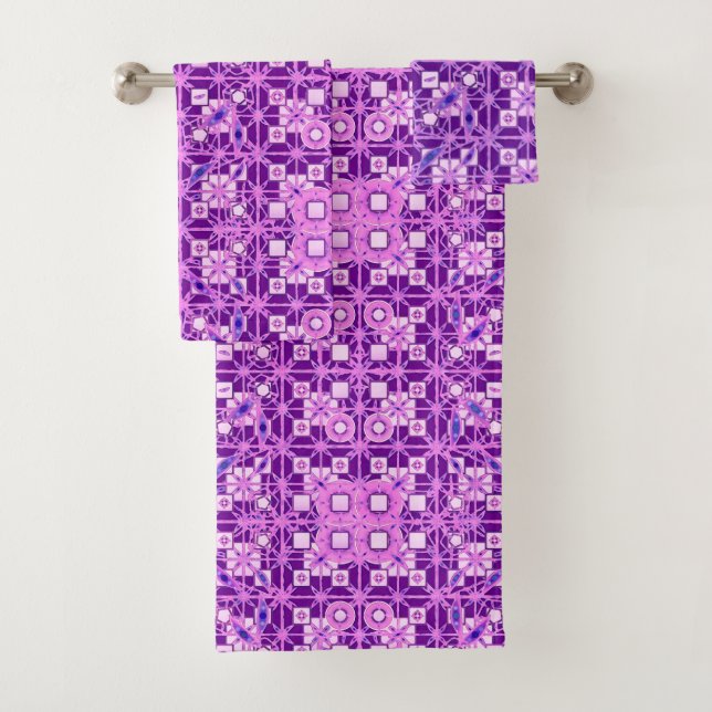 Conjunto De Toalhas Batik Tribal, Violeta Âmbar (Insitu)