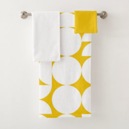 Conjunto De Toalhas Bauhaus Geométrico Amarelo e Branco