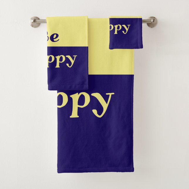 Conjunto De Toalhas Be Happy Bath Towels (Butter Yellow & Navy Blue) (Insitu)