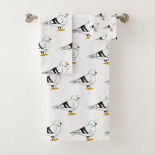 Conjunto De Toalhas Beach Gull Seagull Nova Iorque Pigeon Bird