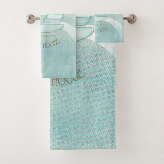Conjunto De Toalhas Beach House NMaritime boat Aqua Blue ID623