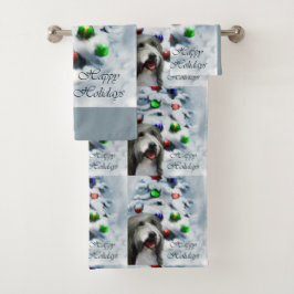 Conjunto De Toalhas Bearded Collie Christmas