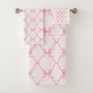 Conjunto De Toalhas Bebê Arco Trellis Rosa Bella Ribbon