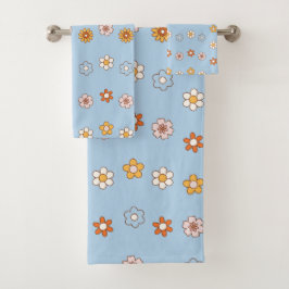Conjunto De Toalhas bebê azul e amarelo padrão floral
