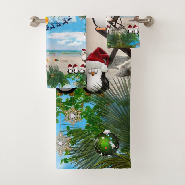 Conjunto De Toalhas Bebê de Natal de Verão na praia repete (Insitu)