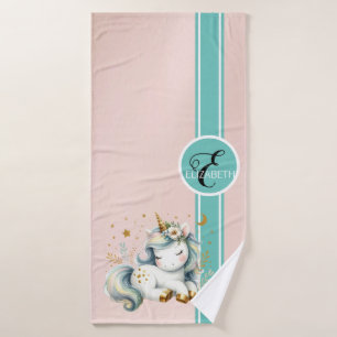 Conjunto De Toalhas Bebê Unicórnio, Monograma de Estrelas Coloridas