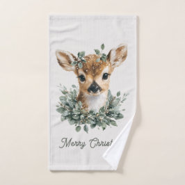 Conjunto De Toalhas Bebê Veado Fofo Feliz Natal – Veado em Aquarela