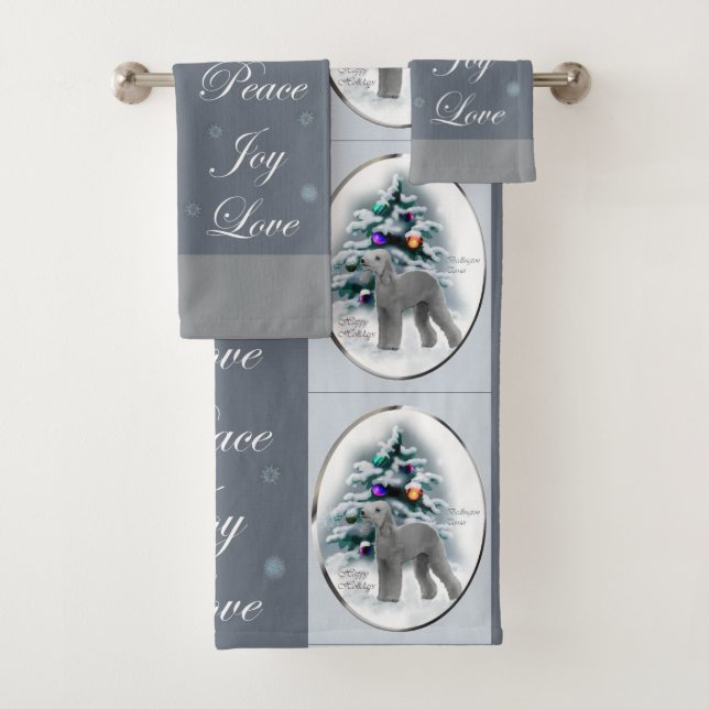 Conjunto De Toalhas Bedlington Terrier Christmas (Insitu)