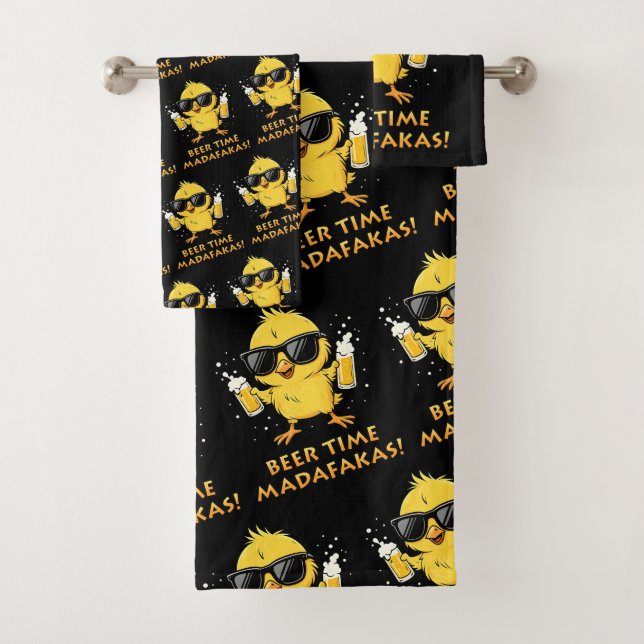 Conjunto De Toalhas Beer Time Madafakas Meme Pato Goose Retro (Insitu)