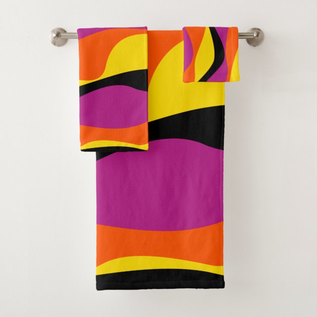 Conjunto De Toalhas Bei e Fluxo 4 - Preto, Rosa, Laranja e Amarelo (Insitu)