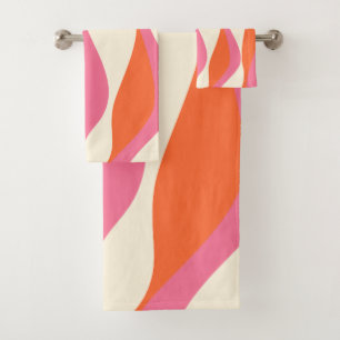 Conjunto De Toalhas Bei e Fluxo 4 - Rosa, Laranja e Creme