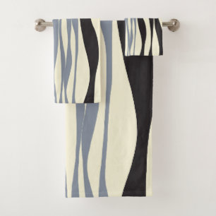 Conjunto De Toalhas Bei e Fluxo a Preto, Cinza e Creme