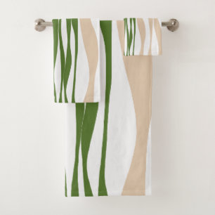 Conjunto De Toalhas Bei e Fluxo - Branco, Areia e Verde Palm