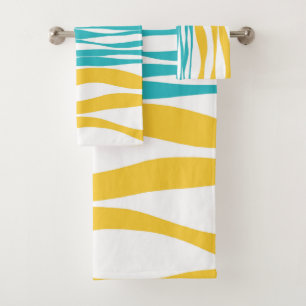 Conjunto De Toalhas Bei e Fluxo - Turquesa e Amarelo