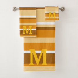 Conjunto De Toalhas  beige brown &white stripes monogram