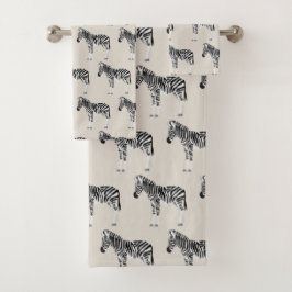 Conjunto De Toalhas Beige de Padrão Animal Exótico Zebra