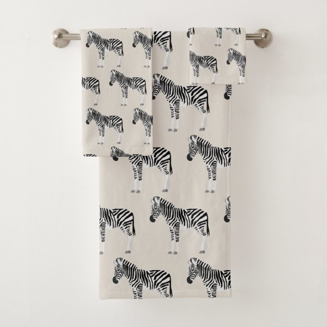 Conjunto De Toalhas Beige de Padrão Animal Exótico Zebra (Insitu)