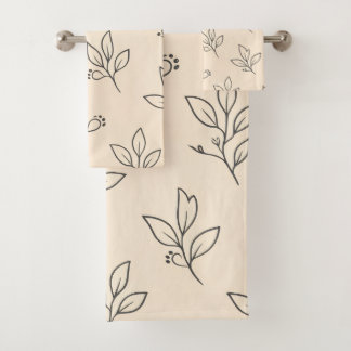 Conjunto De Toalhas Beige Leaf Bathroom Towel Set