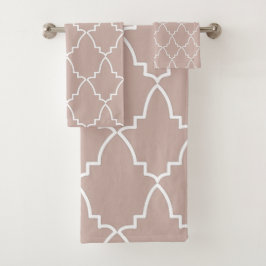 Conjunto De Toalhas Beige Marroquino Lattice Pattern