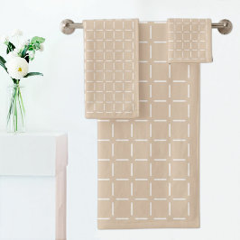 Conjunto De Toalhas  Beige Plaid Pattern Towel